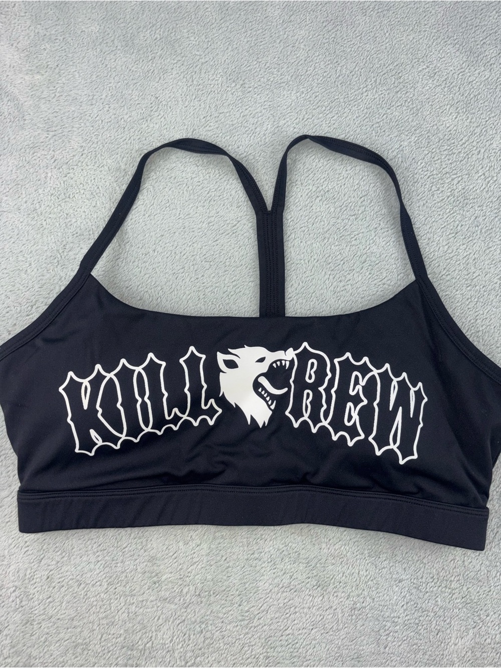 Kill Crew Black Classic Logo Graphic Sports Bra Large